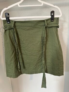 LOFT Olive Tie-Waist Mini Skirt
